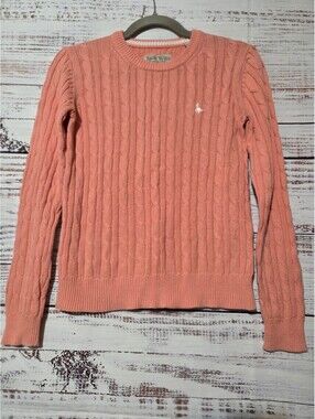 Jack Wills Women's Cable Knit Cotton Sweater UK 6 US 2 Peach Pink